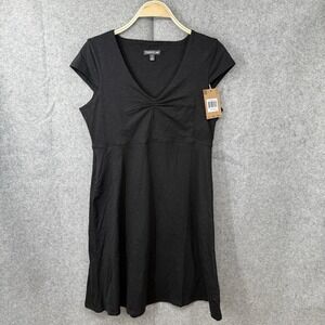 New Toad & Co. Rosemarie Dress Women's Medium‎ Black Cap Sleeve Organic Cotton